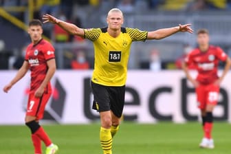 Dortmunds Erling Haaland freut sich über sein Tor zum 5:1