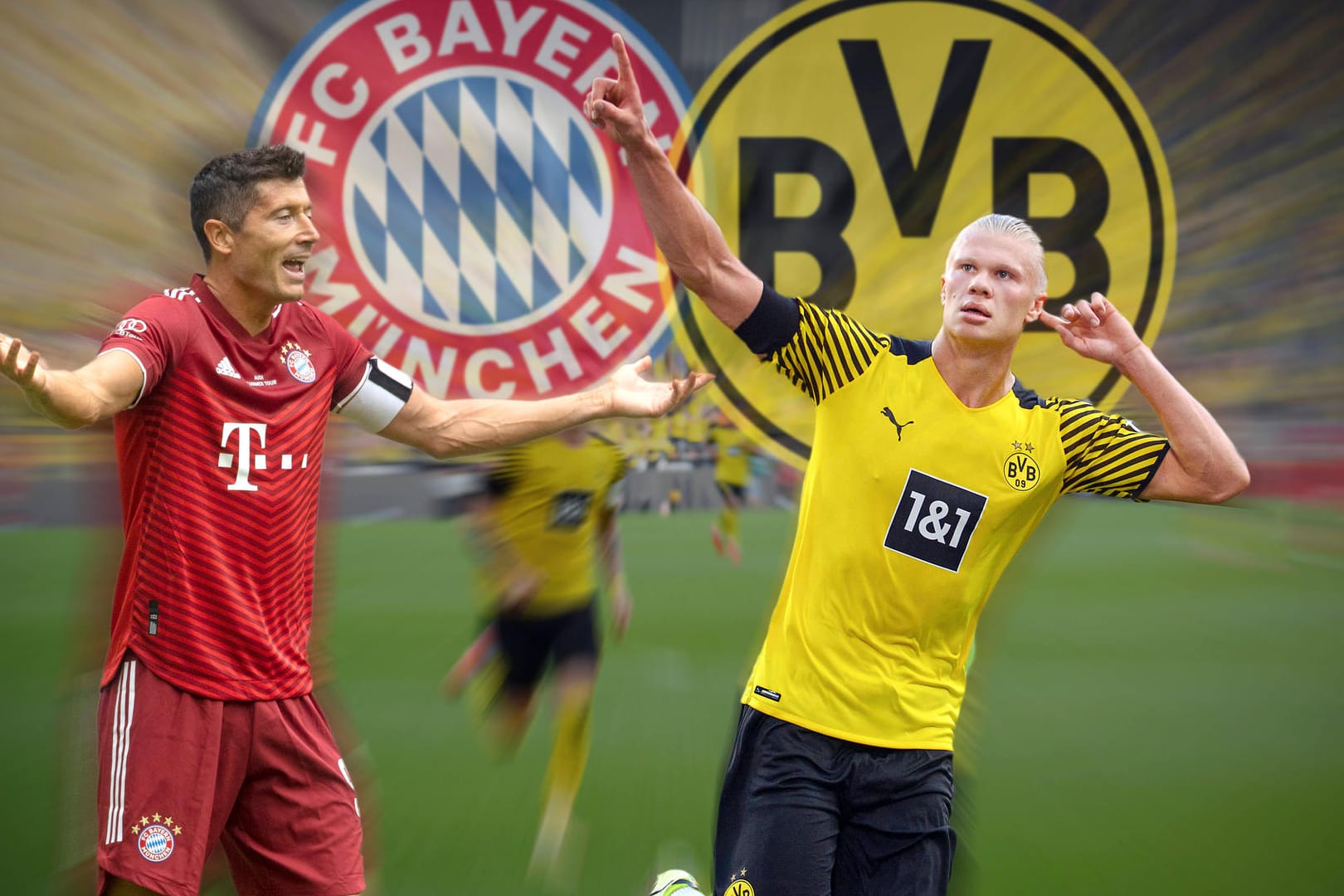 Robert Lewandowski (li.) oder Erling Haaland: Wer wird die prägende Figur im deutschen Supercup 2021?