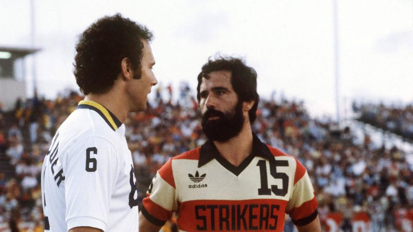 Zwei deutsche Fußballlegenden in den USA: Franz Beckenbauer (l.) und Gerd Müller.