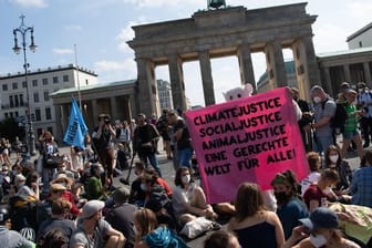 Umweltschützer protestieren am Brandenburger Tor