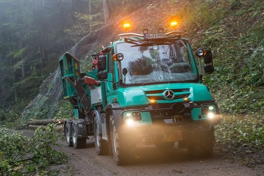 Daimlers Unimog ist auch in der Holzwirtschaft ein gern genutztes Einsatzfahrzeug.