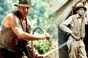Harrison Ford als Indiana Jones (Bildcollage t-online): Der amerikanische "Entdecker" Hiram Bingham war ein Vorbild für die Kultfigur.