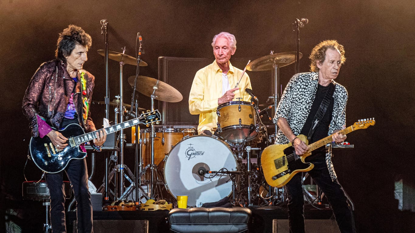Charlie Watts mit Ronnie Wood und Keith Richards: Der Schlagzeuger gehörte seit 1963 zur Band.