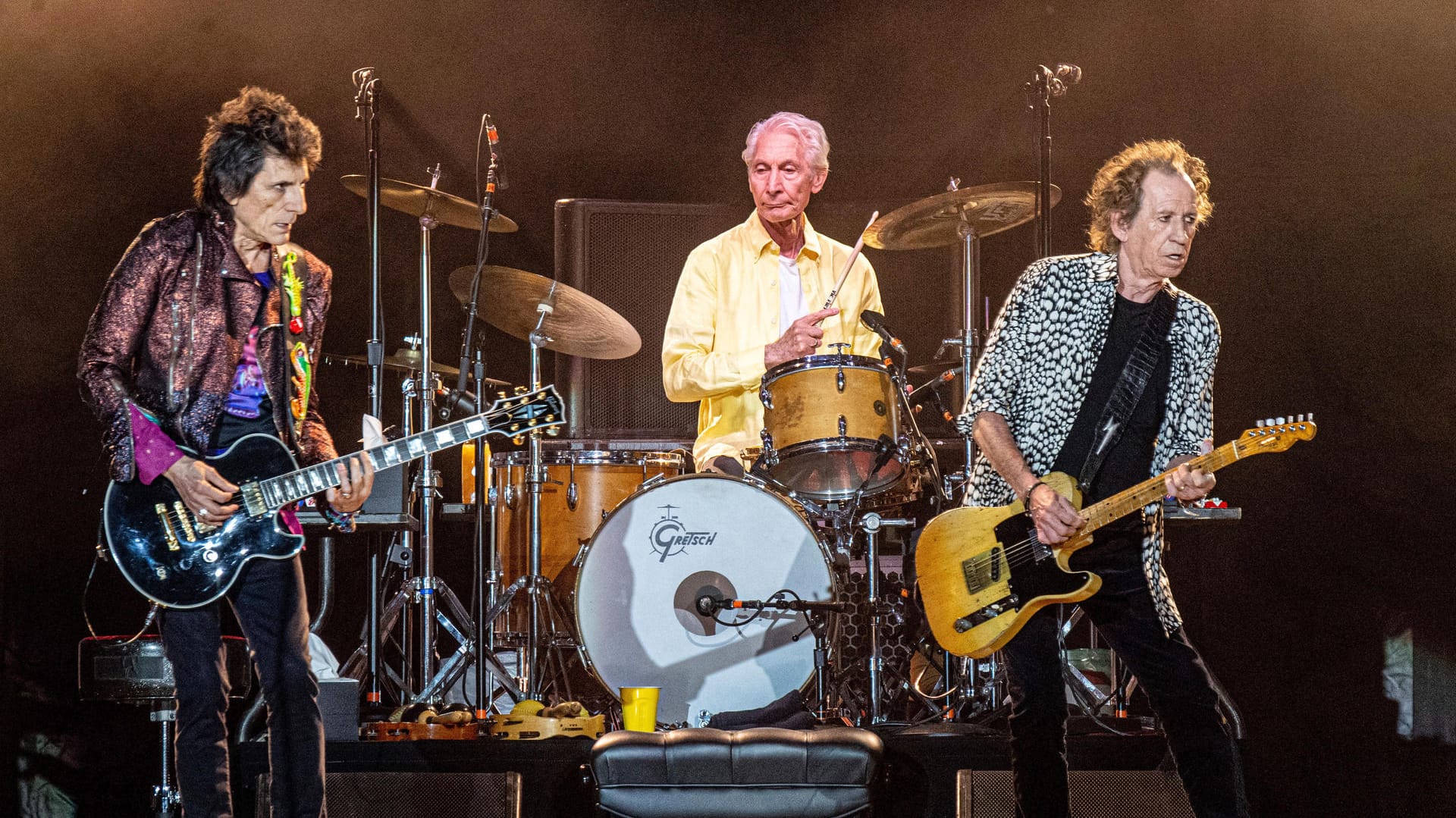 Charlie Watts mit Ronnie Wood und Keith Richards: Der Schlagzeuger gehörte seit 1963 zur Band.