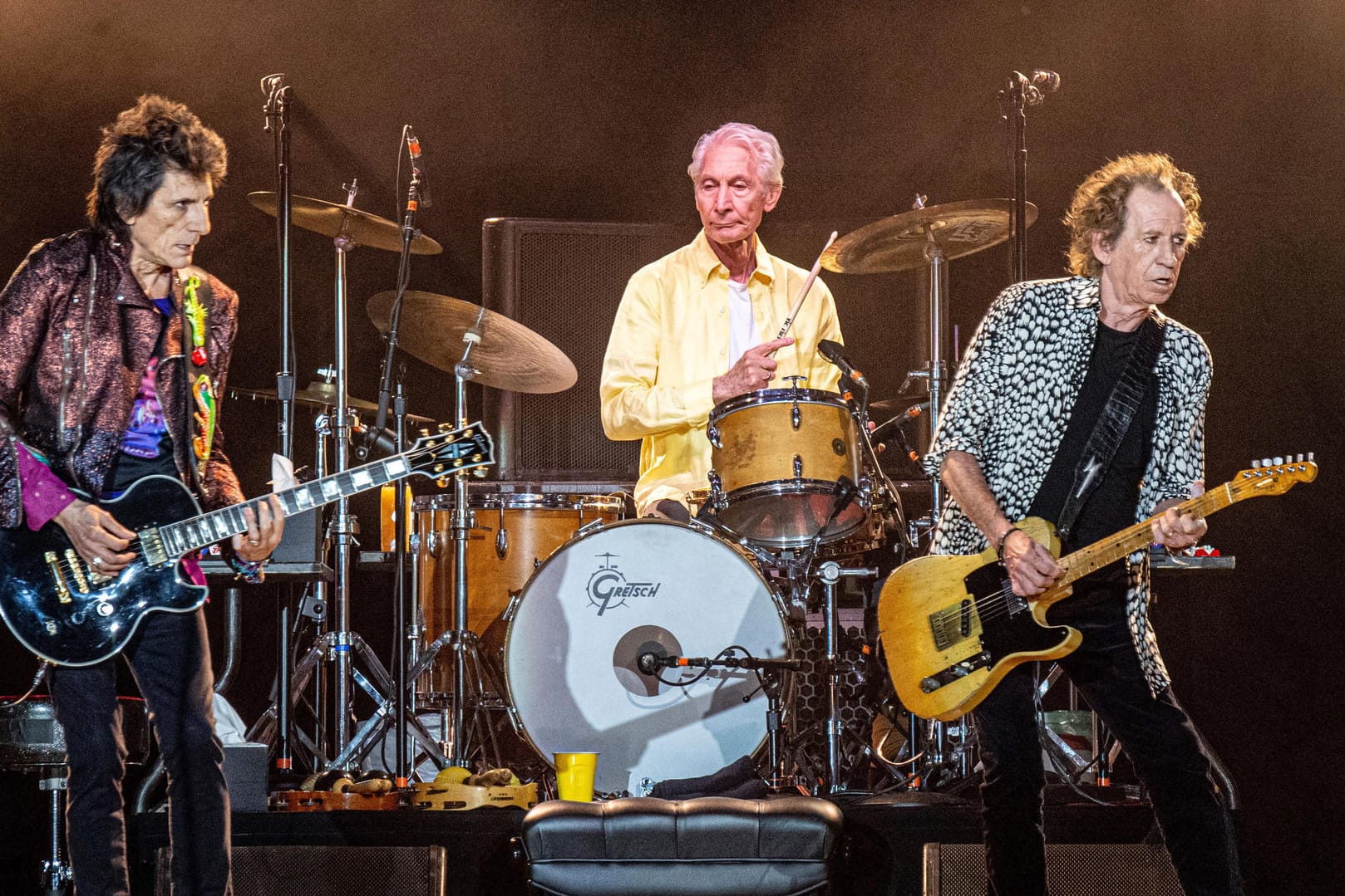 Charlie Watts mit Ronnie Wood und Keith Richards: Der Schlagzeuger gehörte seit 1963 zur Band.