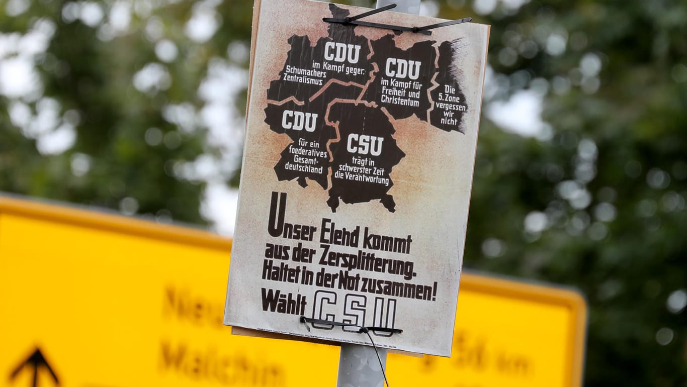Ärger in Mecklenburg-Vorpommern: Auf dem Wahlplakat von CDU und CSU zur Bundestagswahl 1949 gehört Kaliningrad noch zu Deutschland.