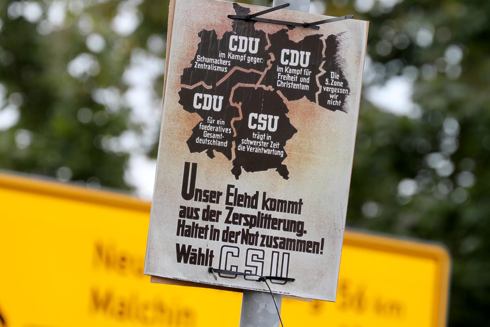 Ärger in Mecklenburg-Vorpommern: Auf dem Wahlplakat von CDU und CSU zur Bundestagswahl 1949 gehört Kaliningrad noch zu Deutschland.