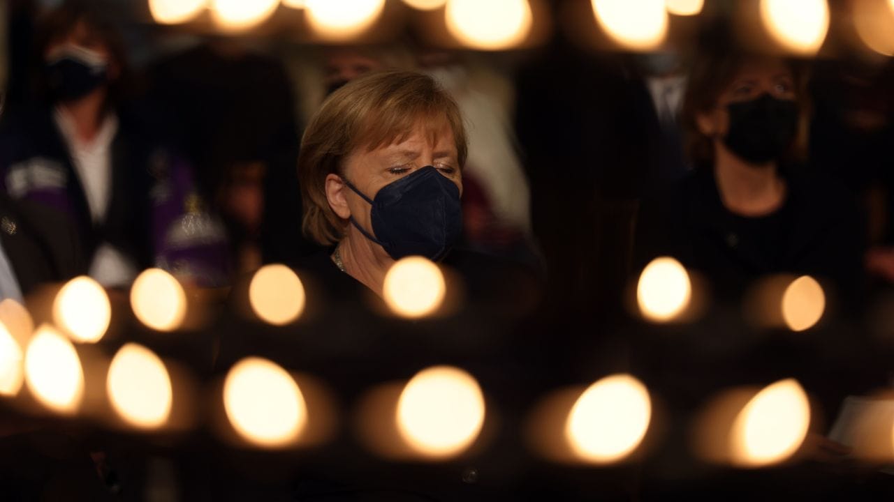 Bundeskanzlerin Angela Merkel beim Gedenkgottesdienst im Aachener Dom.