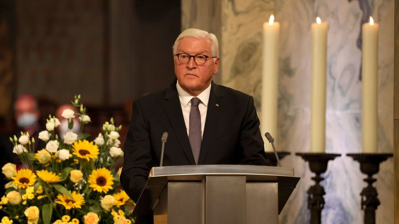 Bundespräsident Frank-Walter Steinmeier bei der Gedenkzeremonie in Aachen.