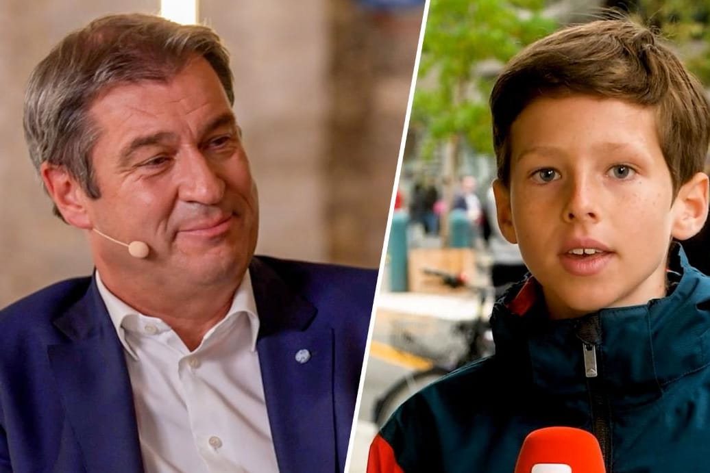 Markus Söder und Schüler Felix: Das Kind aus München fragte nach einem sicheren Pandemie-Konzept für die Schulen.