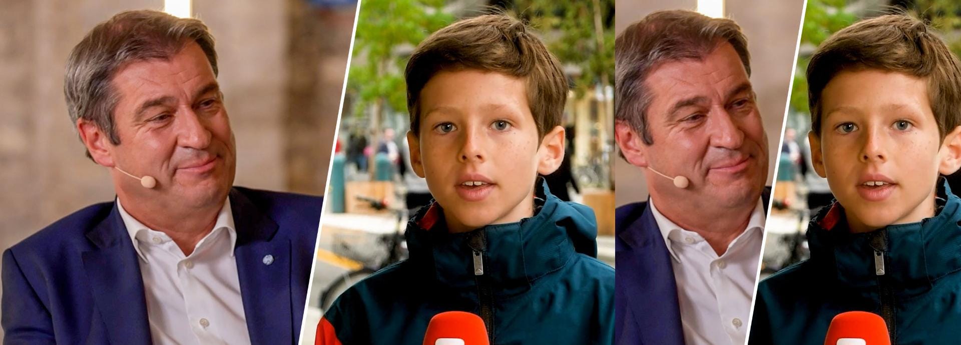 Markus Söder und Schüler Felix: Das Kind aus München fragte nach einem sicheren Pandemie-Konzept für die Schulen.