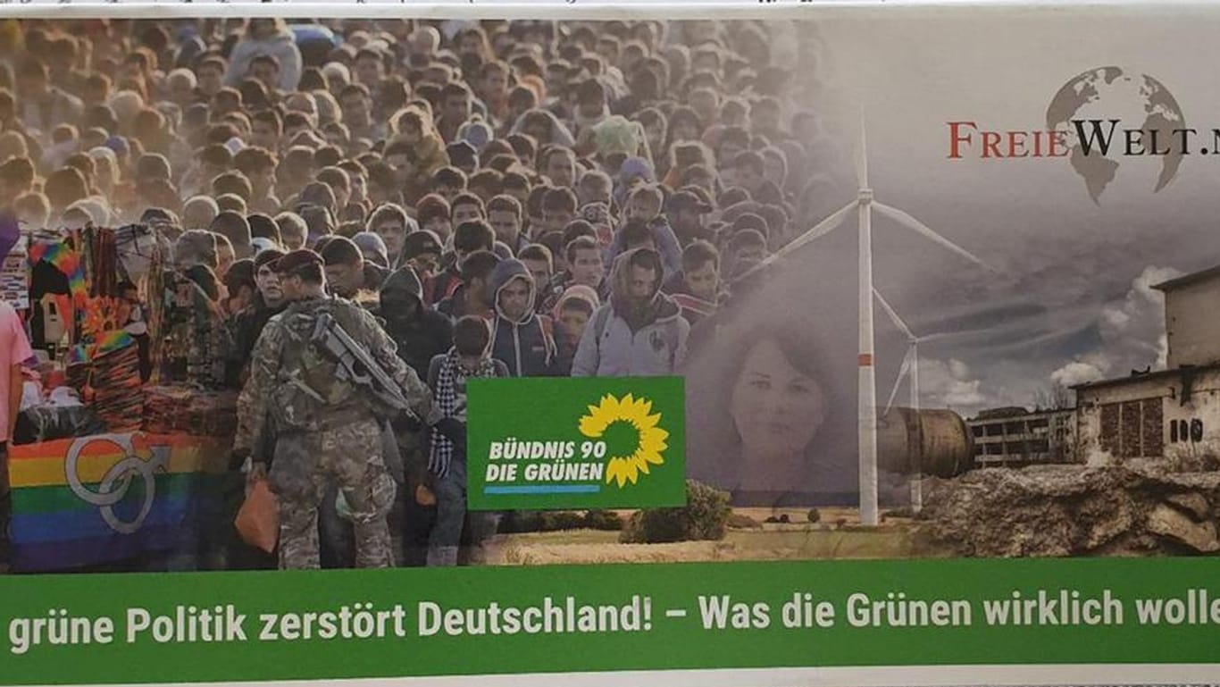 "Die grüne Politik zerstört Deutschland" – Was die Grünen wirklich wollen" steht auf einem Flyer: Hunderttausende dieser Faltblätter sollen bereits verschickt worden sein.