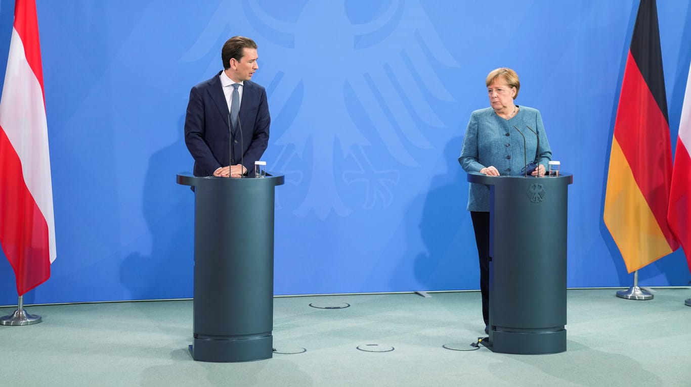 Merkel und Kurz bei einem Treffen in Berlin: Österreich spricht sich gegen eine Aufnahme von Flüchtlingen aus.