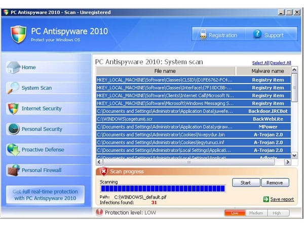 PC Antispyware 2010 sieht optisch nach einem professionellen Virenjäger aus. Doch wer dem Free Scan Vertrauen entgegen bringt, verwandelt seinen Rechner in einen Lauschapparat für die Cyber-Kriminellen.