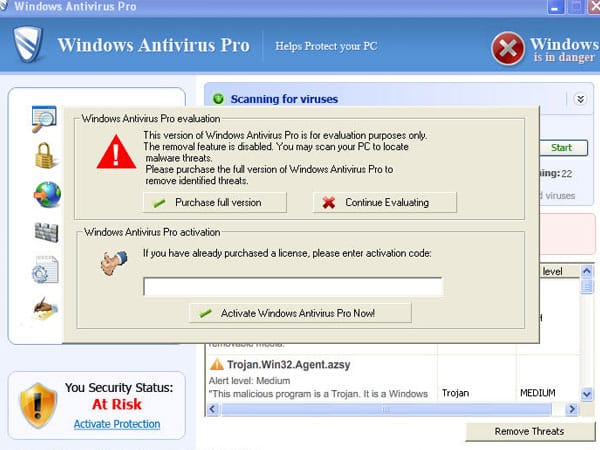 Windows Antivirus zählt zu den derzeit prominentesten Scareware-Vertretern.