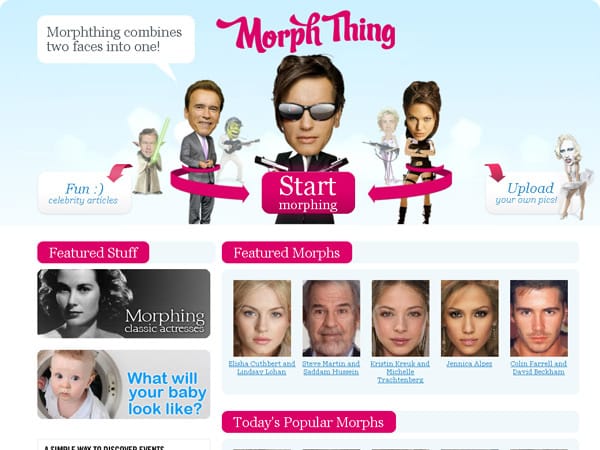 Auf der Seite MorphThing.com verschmelzen Sie Traumpaare sowie andere Berühmtheiten zu einer Person.