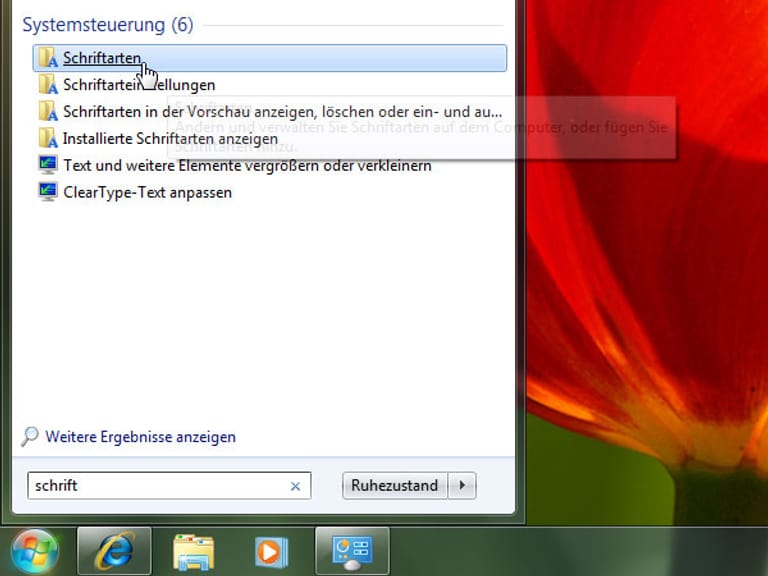 Windows 7: Schriftarten ausblenden. (Screenshot: t-online.de)