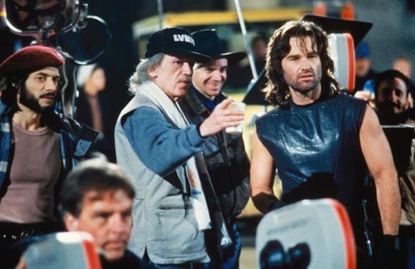 John Carpenter und Kurt Russell am Set von "Flucht aus L.A." (
