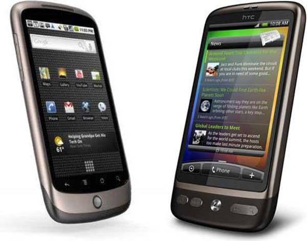 Das HTC Desire ist wohl derzeit der heißeste Konkurrent für das Apple-Handy. Es ist baugleich mit dem Google Nexus One (links), verzichtet aber auf die enge Anbindung an den Suchmaschinenriesen. Das Android 2.1-Betriebssystem ist auf dem neuesten Stand, die Ausstattung kaum zu überbieten. Für 450 Euro erhält man hier eine Menge Handy fürs Geld (