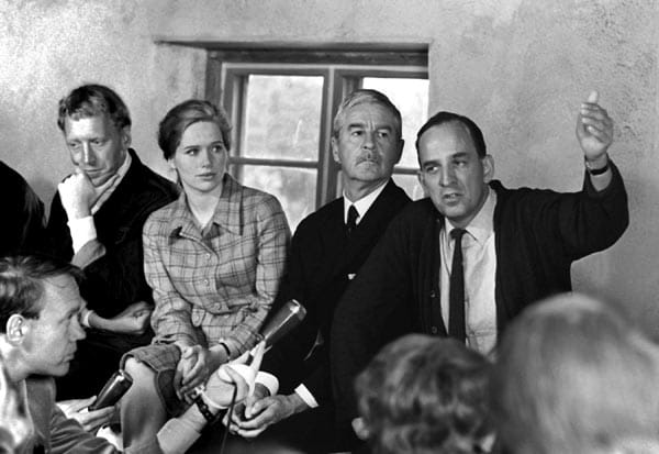 Max von Sydow (li.), Liv Ullman und Ingmar Bergman (re.;