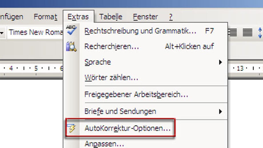 Automatische Aufzählung in Word abschalten