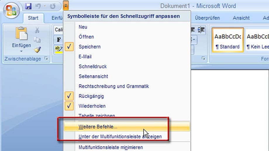 Automatische Aufzählung in Word 2007 abschalten