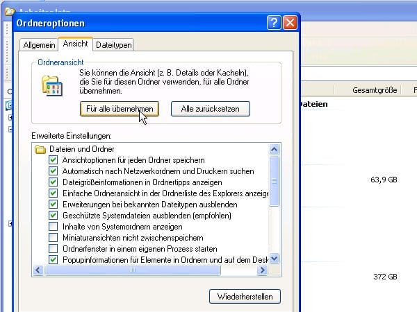 Einheitliche Ordneransicht im Windows Explorer. (Screenshot: t-online.de)