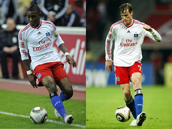 Zwei Nationalspieler im Duell: Der Niederländer Eljero Elia (li.) und Marcell Jansen streiten sich um die Position im linken offensiven Mittelfeld des HSV. Vorteil Jansen: Sollte er das Duell verlieren, könnte er auch als linker Außenverteidiger auflaufen. (Fotos: imago, Kombo: t-online.de) Zwei Nationalspieler im Duell: Der Niederländer Eljero Elia (li.) und Marcell Jansen streiten sich um die Position im linken offensiven Mittelfeld des HSV. Vorteil Jansen: Sollte er das Duell verlieren, könnte er auch als linker Außenverteidiger auflaufen. (Fotos: imago, Kombo: t-online.de)