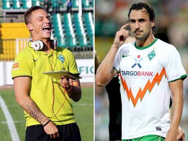 Noch hat Bremens Neuzugang und Skandalnudel Marko Arnautovic (li.) gut lachen, doch Hugo Almeida hat sich mit guten Leistungen in der Vorbereitung und bei der WM für den Platz an der Seite von Claudio Pizarro empfohlen. Der Portugiese hat wohl momentan die besseren Karten bei Trainer Thomas Schaaf. (Fotos: imago, Kombo: t-online.de) Noch hat Bremens Neuzugang und Skandalnudel Marko Arnautovic (li.) gut lachen, doch Hugo Almeida hat sich mit guten Leistungen in der Vorbereitung und bei der WM für den Platz an der Seite von Claudio Pizarro empfohlen. Der Portugiese hat wohl momentan die besseren Karten bei Trainer Thomas Schaaf. (Fotos: imago, Kombo: t-online.de)