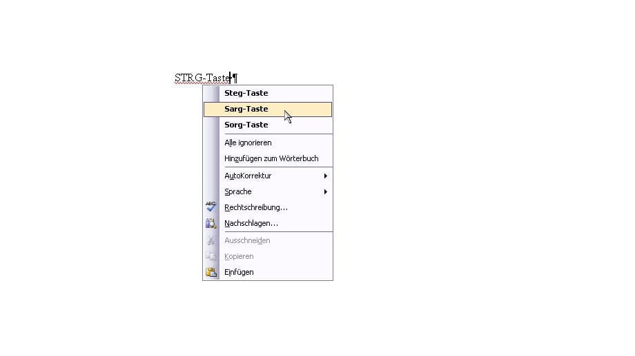 Die STRG-Taste – in Microsoft-Programmen aller Art der Schlüssel zu einer Vielzahl von Programmfunktionen. Die Textverarbeitung aus gleichem Hause bevorzugte dagegen lange Zeit die "Sarg-Taste".