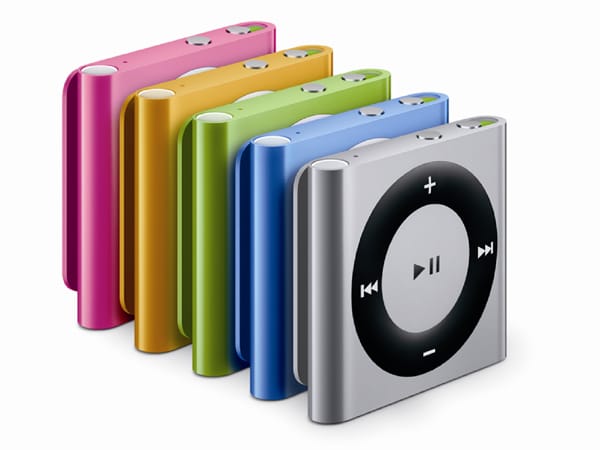 Den iPod shuffle gibt es in fünf verschiedenen Farben. (