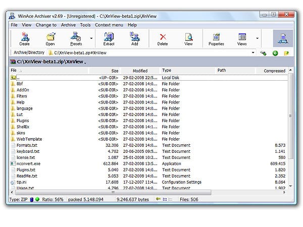 WinAce Archiver Screenshot