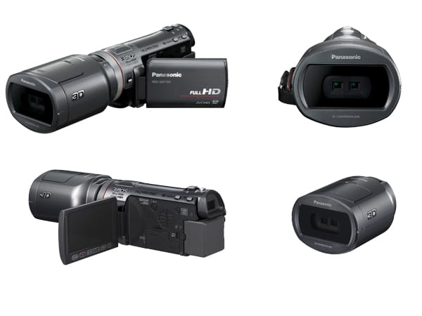 Dank einer speziellen Vorsatzlinse wird der HD-Camcorcer Panasonic HDC-SDT750 zur echten 3D-Videokamera. Auch ohne den 3D-Vorsatz ist der HDC-SDT750 ein sehr gut ausgestatteter HD-Camcorder und für etwa 1400 Euro bereits im Handel zu bekommen. (Montage: t-online.de Fotos: Panasonic)