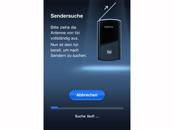 Beim ersten Start an einem neuen Standort läuft die Sendersuche automatisch an. (Screenshot: t-online.de)