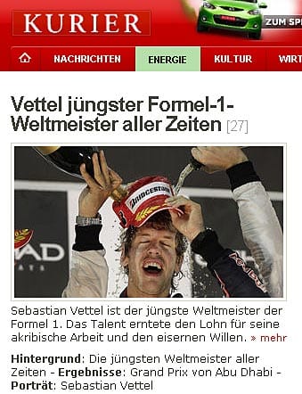 Auch der österreichische "Kurier" jubelt mit Vettel.