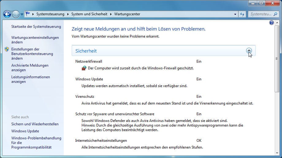 Virenschutz und Firewall in Windows 7 überwachen