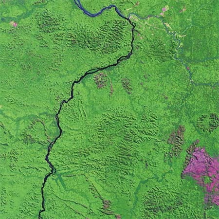 Eine Aufnahme aus der Region Sul Do Pará aus dem Jahr 1984 zeigt noch große, unversehrte Regenwaldgebiete. (
