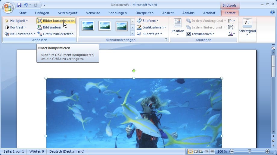 Bilder komprimieren in Microsoft Word