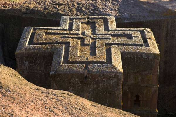 Die Bet Giyorgis Felsenkirche hat die Form eines Kreuzes.
