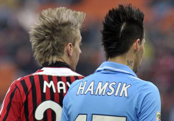 Rebels without a cause: Maxi Lopez (li.) vom AC Milan und Marek Hamsik gehen offenbar zum gleichen Frisör.