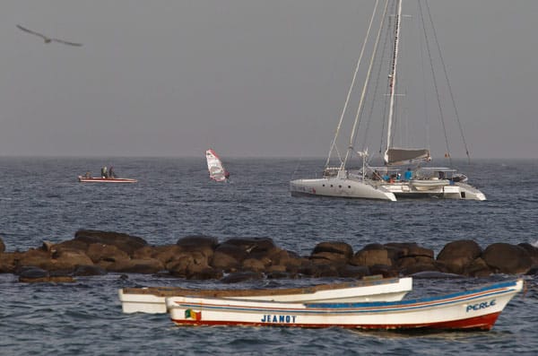 Atlantiküberquerung mit dem Surfbrett: Start vor der Küste von Dakar.