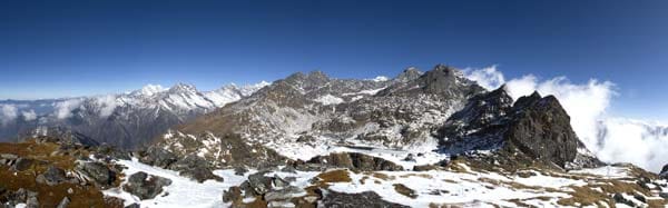 Panorama des Everest-Distrikts Solu-Khumbu.