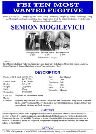 Semion Mogilevich soll mitgeholfen haben, Tausende Investoren zu betrügen.
