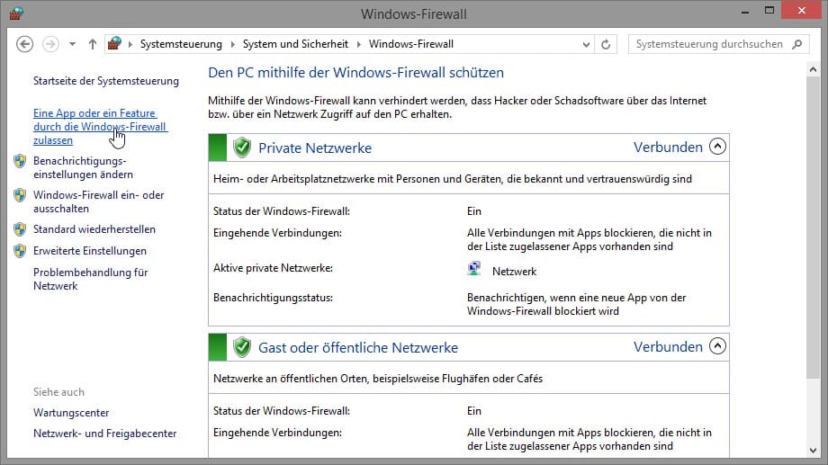 Windows-Firewall aktivieren und einrichten