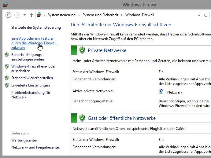Windows-Firewall aktivieren und einrichten