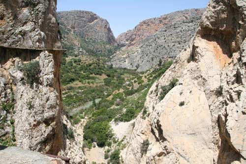 Klettersteig Caminito del Rey in den Bergen Andalusiens.