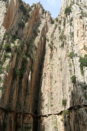 Caminito del Rey: Senkrechte Felswand.