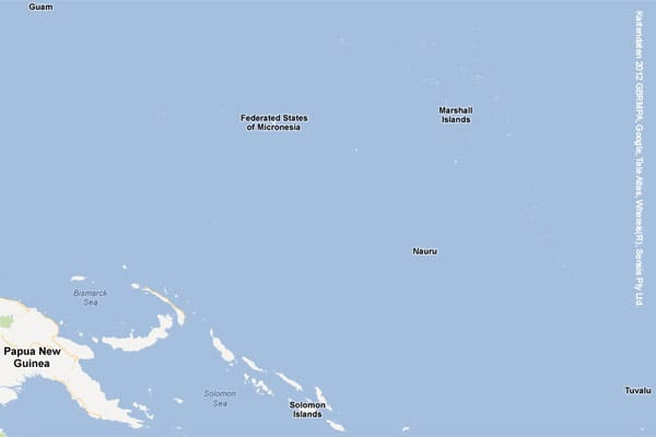 Auf dem dritten Platz der kleinsten Staaten schafft es das östlich von Papua Neuguinea gelegene Nauru mit 21 Quadratkilometern.
