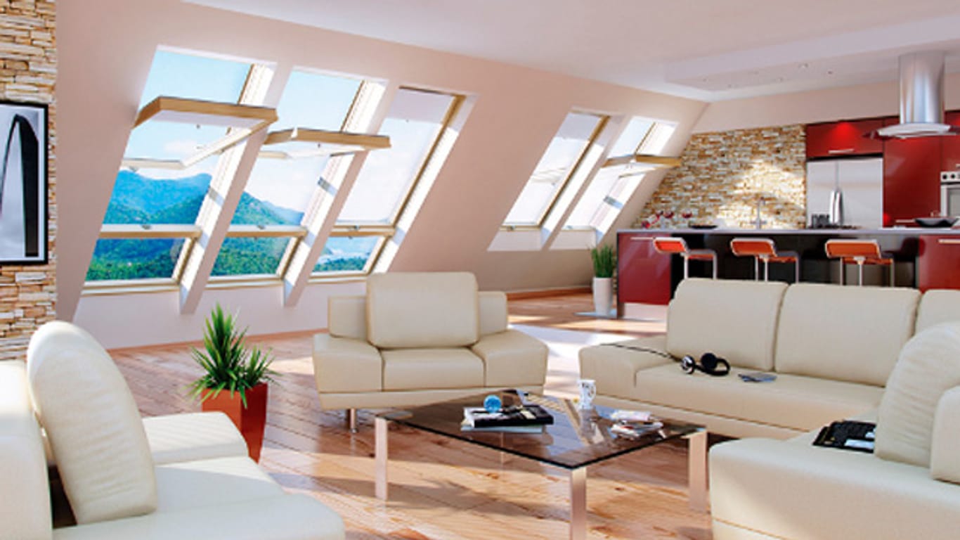 Vor allem bei Dachfenstern kommen Schwingfenster häufig zum Einsatz.