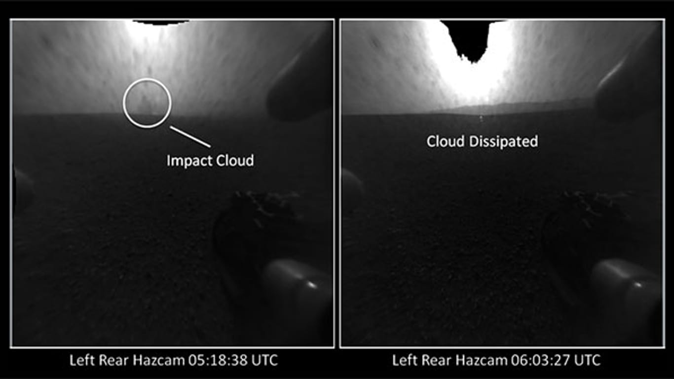 "Curiosity" fotografierte im Bereich des Gale-Kraters einen Flecken, der kurze Zeit später verschwand